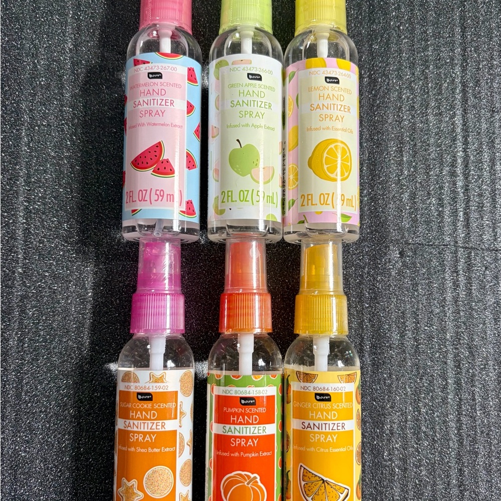 6 - B.Pure Hand Sanitizers - 2 Fl Oz each NEW & Sealed Sugar Cookie pumpkin&more